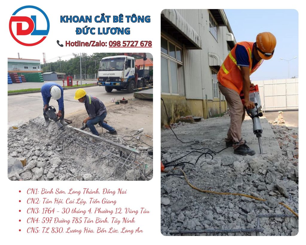 KHOAN CẮT BÊ TÔNG ĐỨC LƯƠNG đã trở thành đơn vị uy tín hàng đầu trong lĩnh vực đục phá bê tông, khoan cắt bê tông, phá dỡ nhà xưởng và thi công hạ tầng kỹ thuật