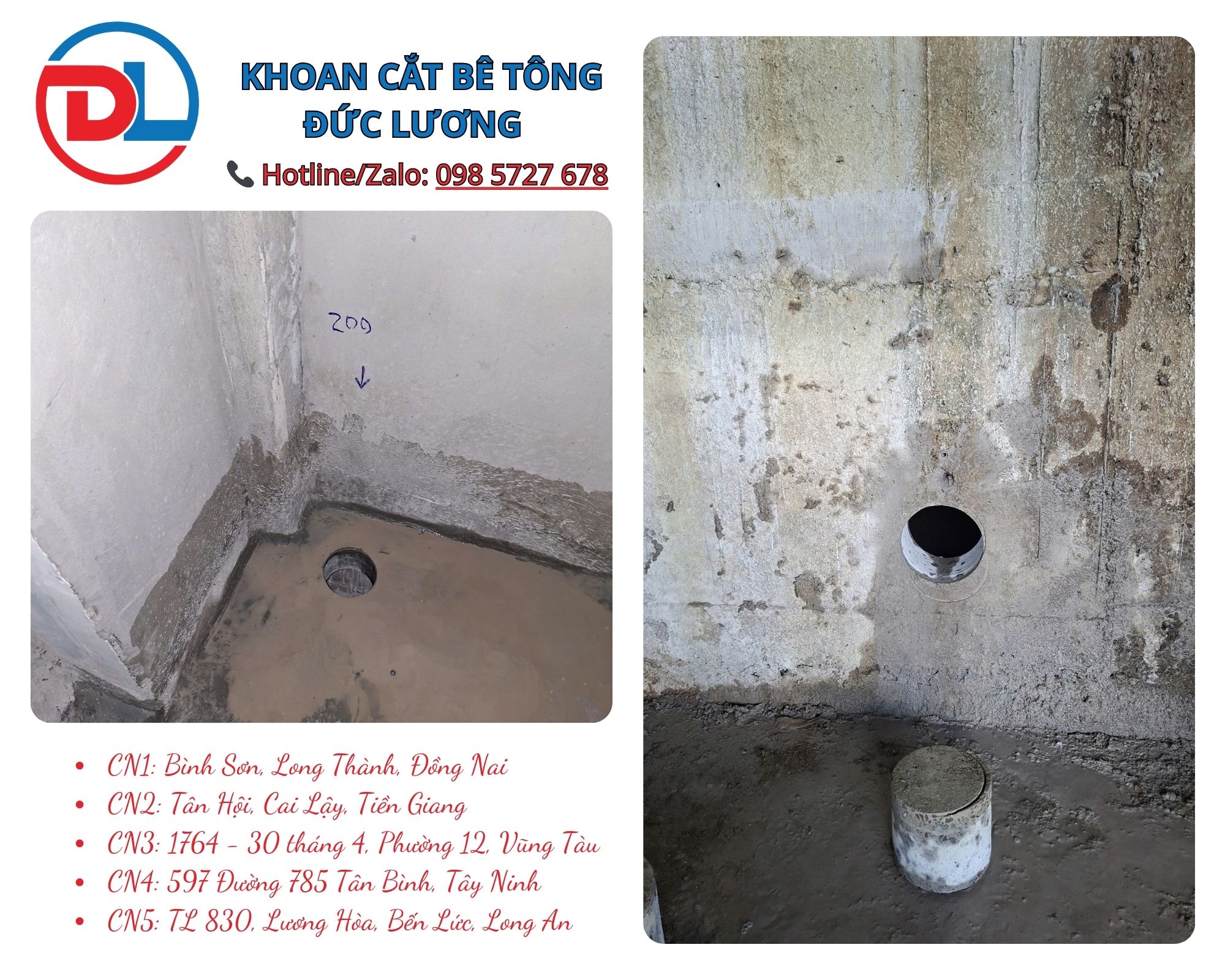 Khoan rút lõi bê tông Q4 là giải pháp thi công hiện đại, giúp tạo lỗ xuyên sàn, tường, dầm bê tông nhanh – sạch – chính xác