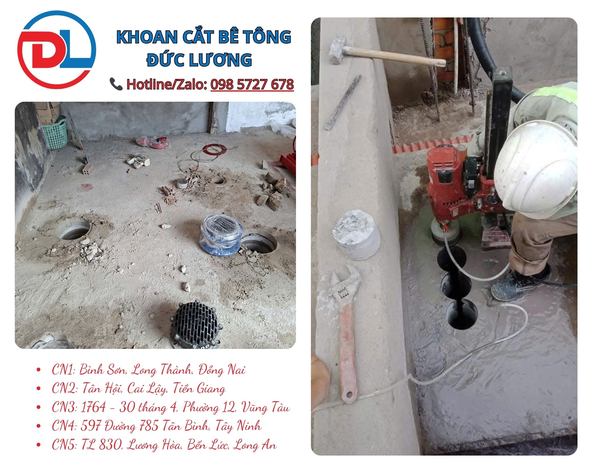 Khoan rút lõi bê tông Tân Bình là giải pháp thi công tối ưu cho nhà phố, chung cư, khách sạn, cửa hàng và công trình sửa chữa