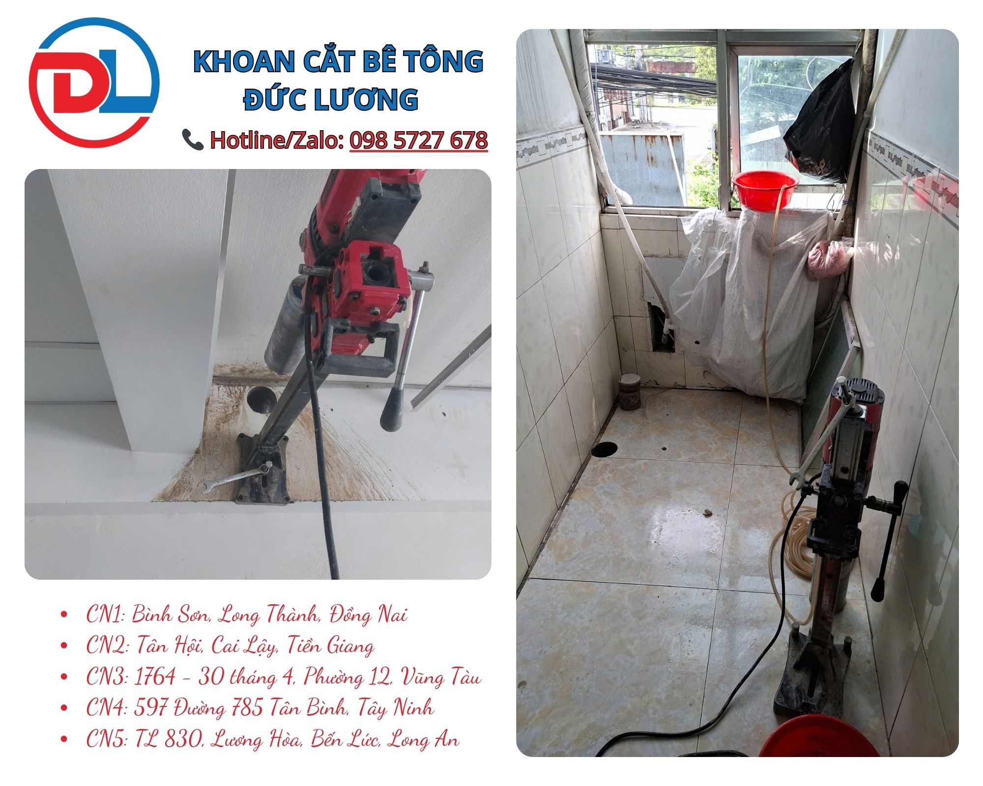 Khoan rút lõi bê tông Hóc Môn là giải pháp thi công hiệu quả – chính xác – an toàn, đặc biệt phù hợp cho thi công đường ống, hệ thống kỹ thuật điện