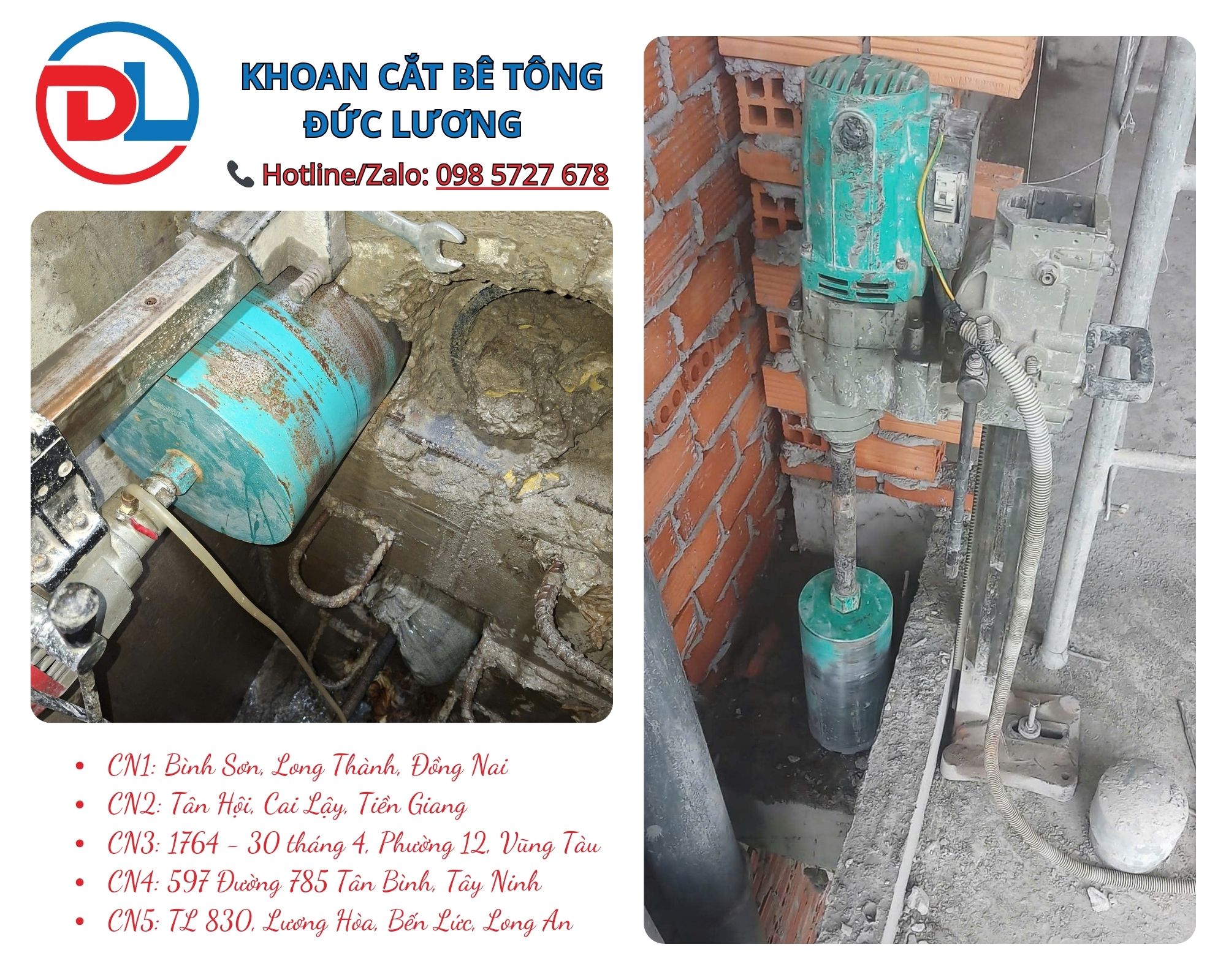 Khoan rút lõi bê tông quận 6 là giải pháp thi công hiện đại, giúp tạo lỗ xuyên sàn, xuyên tường nhanh – sạch – chính xác